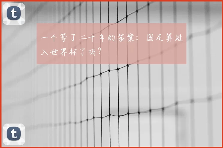 一个等了二十年的答案:国足算进入世界杯了吗?